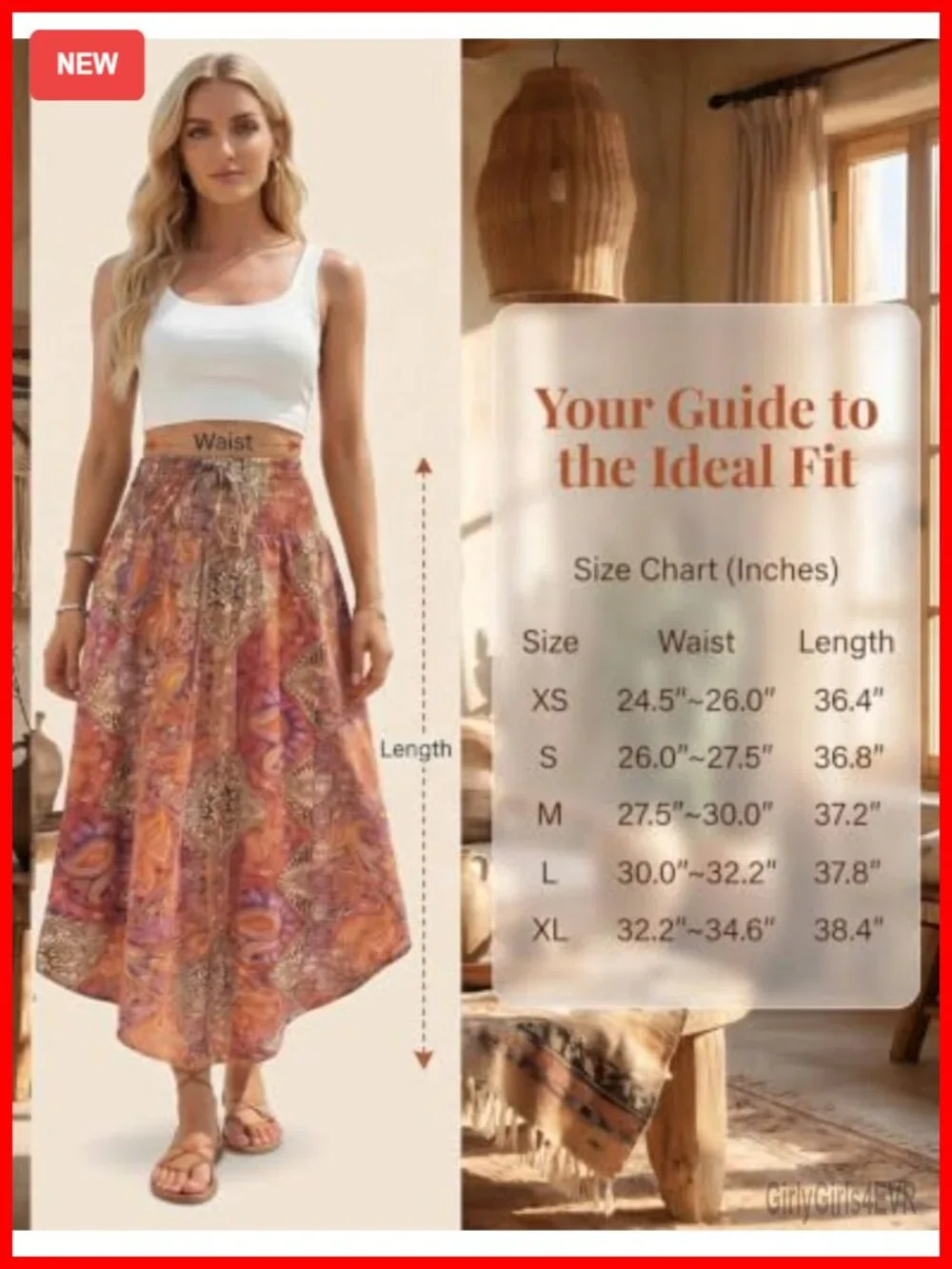 Women's Boho Maxi Skirt High Waist Pleated Flowy A-Line Summer Beach